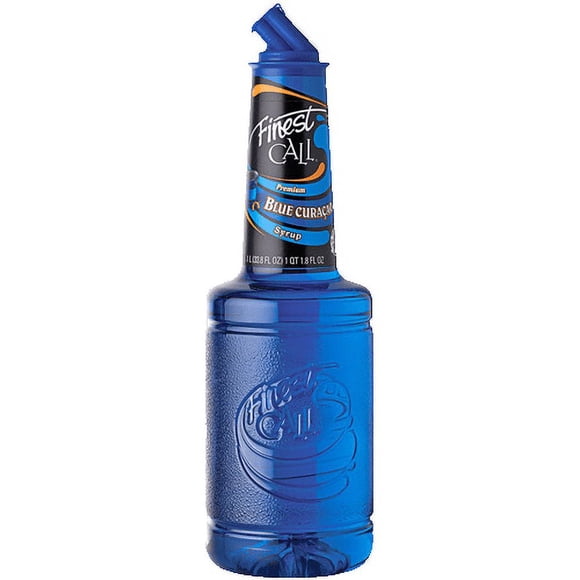 Finest Call 1 Liter Premium Blue Curacao Syrup - Non-Alcoholic Cocktail Enhancer
