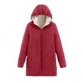 thumbnail image 4 of FAIWAD Women's Winter Coats Hooded Fleece Padded Zip Jackets Long Warm Slim Solid Color Overcoat, 4 of 7