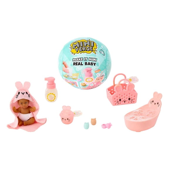 MGA's Miniverse Make It Mini Real Baby Nurture - Mystery Blind Packaging, Baby Care Themed Mini Collectibles, 8 Styles Including Rare Twins, 8+