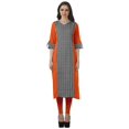 thumbnail image 1 of Moomaya Robe Kurti Décontractée pour Femmes en Coton Imprimé, Tunique Droite à Manches Retroussables, 1 of 6
