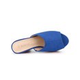 thumbnail image 4 of BLISSFUL STEP Women's Shoes Chunky Platform Open Toe Slides Block Heel Sandals Deep Blue 10, 4 of 7