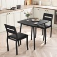 thumbnail image 4 of 3 Piece Dining Table Set for 2 – Space-Saving Kitchen Table with Metal Frame, Wood Grain Top, Upholstered Chairs – Perfect for Small Dining Room, Apartment, Studio, 4 of 9
