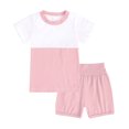 thumbnail image 1 of Plebaso Baby Girls Boys Two-Piece Sets Matching Color Round Neck Short-sleeved Blouse Shorts Infant Summer Clothes, 1 of 6