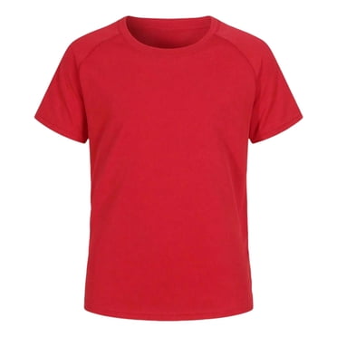 GPOECD Boys UPF 50+ Swim Shirt Short Sleeve Rashguard Youth Swimwear Top for Sun Red,9-10 Years