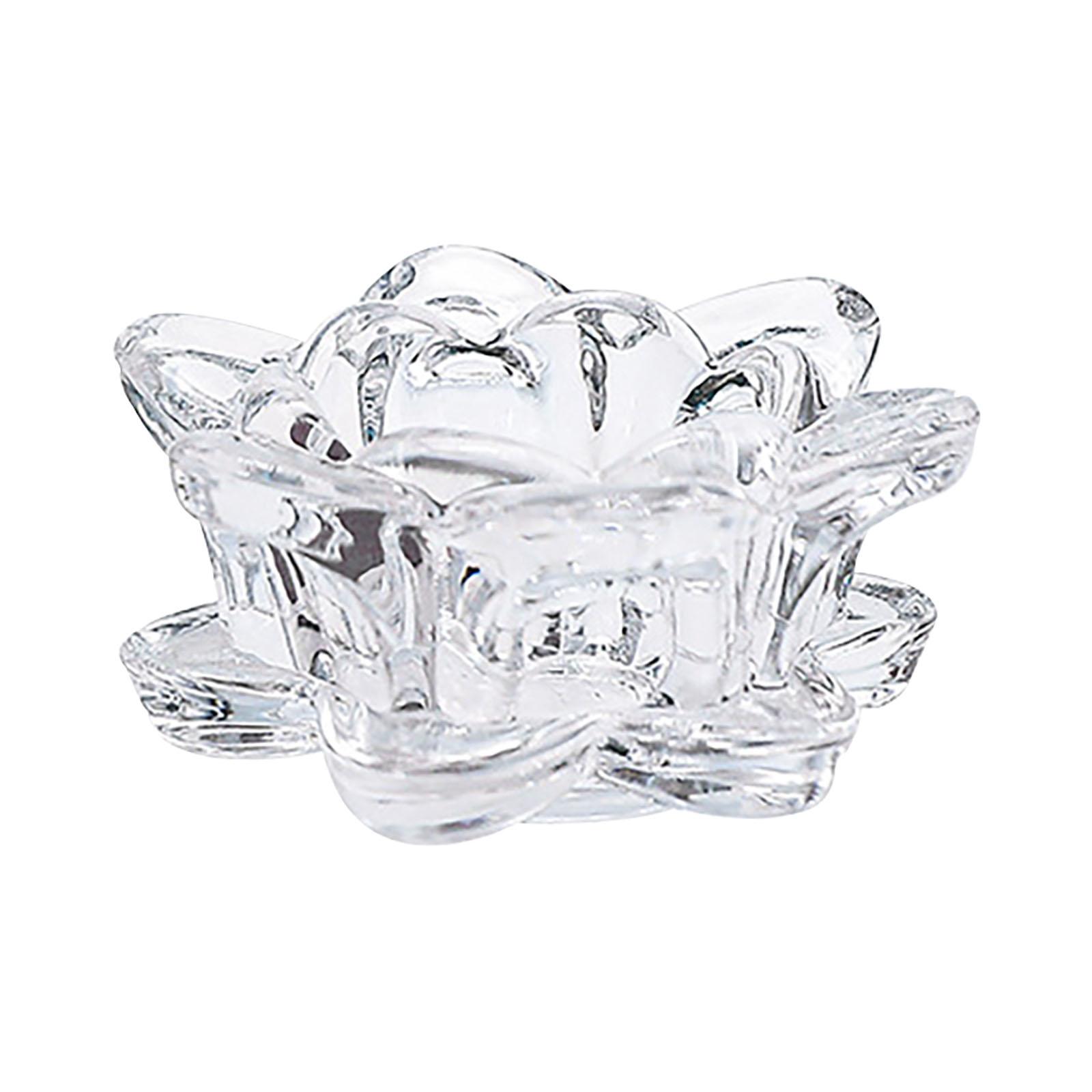 DOLITY Glass Lotus Candlestick Anniversary Table Centerpiece Tealight Candle Holder