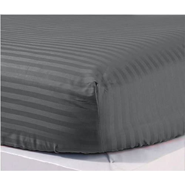900 Thread Count 100% Egyptian Cotton 3-Piece Fitted Sheet ( 1 Fitted Sheet + 2 Pillow Covers) 30 Inches Deep Pocket Size Stripe Pattern