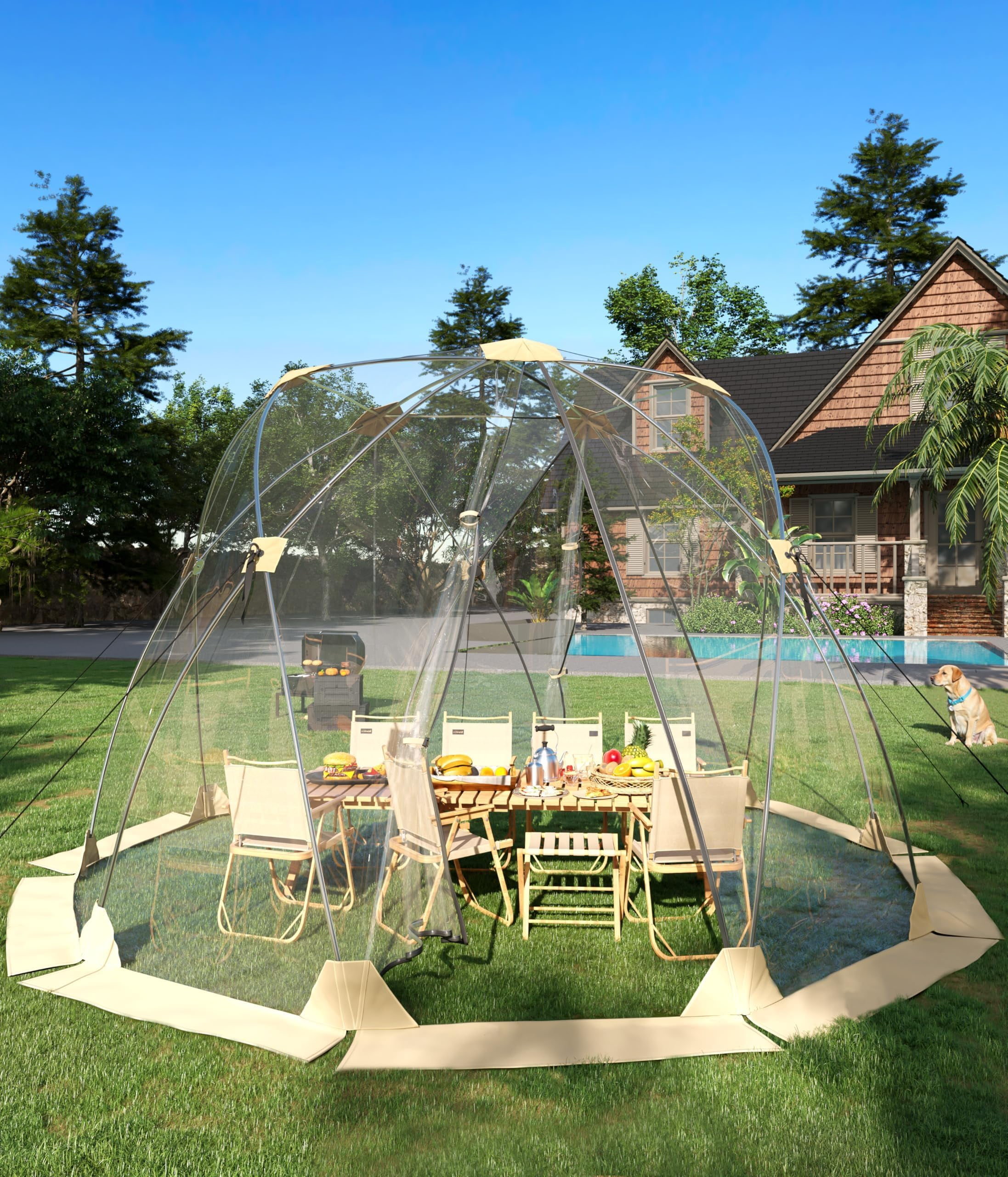 QinaQin 12 x 12 Ft Bubble Tent, Quick Opening Transparent Dome Shelter for Patio, Backyard, Sports Events and Camping