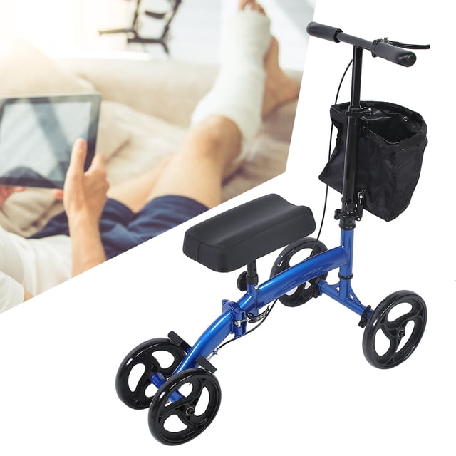 Rdeghly Trottinette Médicale Tout-Terrain Pliable et Orientable à Genou, Marcheur et Rouleau, 4 Roues
