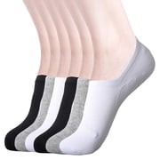 XIAQUJ 6 Pairs No Show Liner Socks Womens Cotton, Causal Fashion Socks Non Slip, Ankle Socks Low Cut Soft Sock Slippers Black,White,Gray One Size
