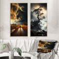 thumbnail image 1 of Designart "Storm Raging SPIRAL I" Storms Framed Wall Art Set Of 2 - Grey Landscapes Gallery Wall Frame Set For Home Decor, 1 of 6