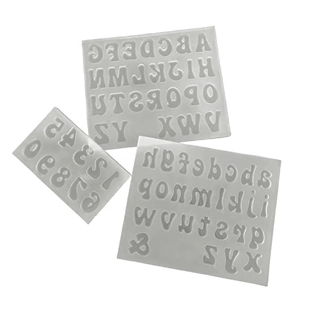 VogueV #01 Clearance Clearly Molds Silicone Molds for Resin Small Reverse Letters & Numbers Set Uppercase & Lowercase Epoxy Resin Casting Cake Mould Clear