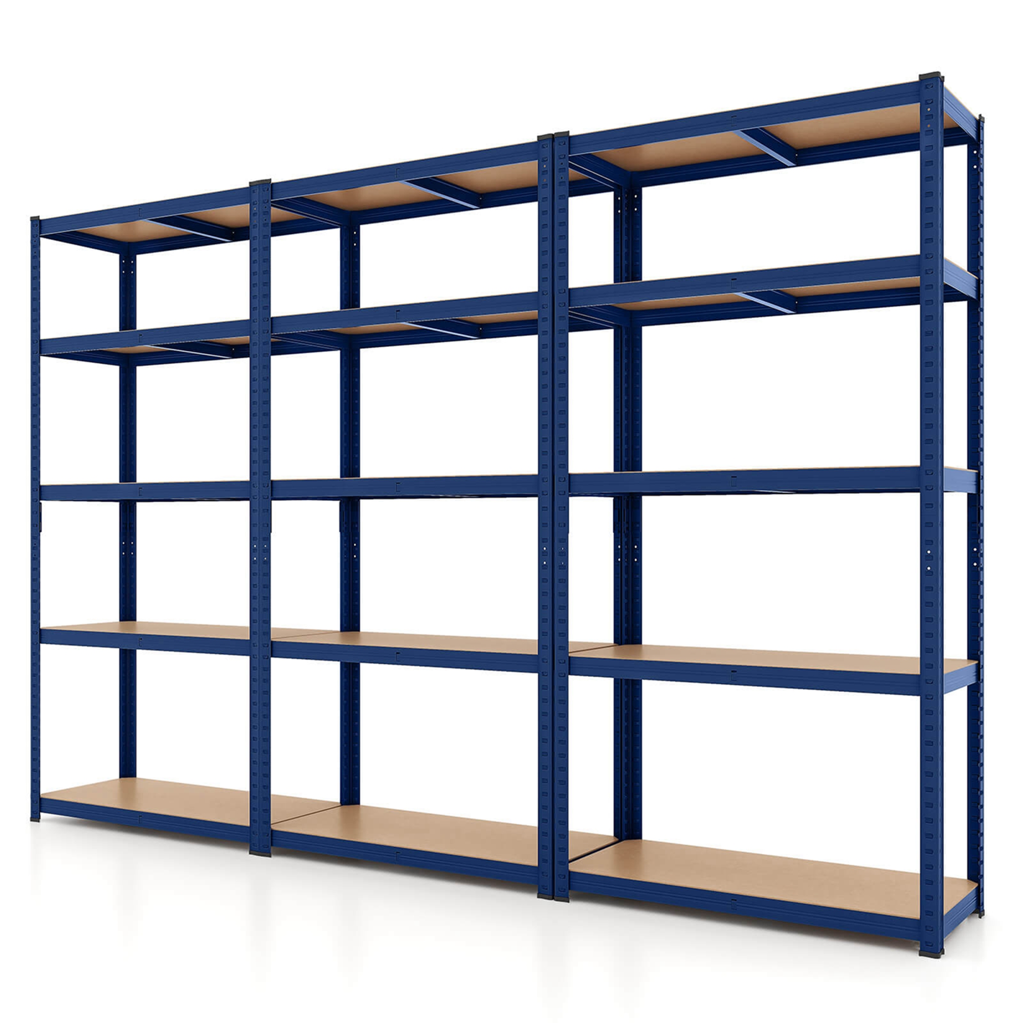 Costway Unité de Rayonnage de Garage Ajustable 3 Pcs 5 Niveaux avec Charge Max 2000 lbs pour Entrepôt Bleu