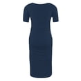 thumbnail image 4 of yoeyez Robe de Maternité Été Femme Manches Courtes Col Rond Robe Soleil Douce Confortable Coton Robes de Grossesse Légère Ample Grande Taille Robe Midi Bleu Marine,m, 4 of 6