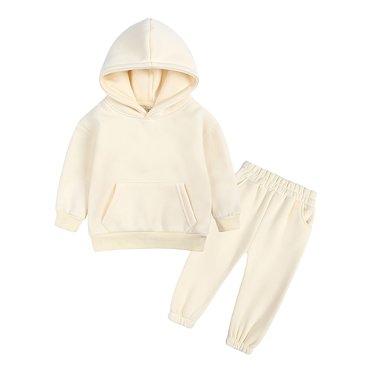 Zshosam Fall Toddler Boy Clothes Boys' Sweatsuit Set - 2 Piece Performance Fleece Hoodie Sweatshirt and Sweatpant Size 1T 2T,(Beige 1-2 Years)