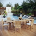 thumbnail image 1 of Modway Marina 7 Piece Outdoor Patio Teak Dining Set in Natural White, 1 of 9