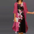 thumbnail image 1 of JUNWELL Robes pour Mère de la Mariée Ensemble Deux Pièces pour Femmes Robe Midi à Imprimé Floral avec Cardigan en Mousseline de Soie Formelle de Fête Sans Manches Grande Taille Robes d'Invitée de Mariage pour Femmes 2024 Tenue de Villégiature, 1 of 6