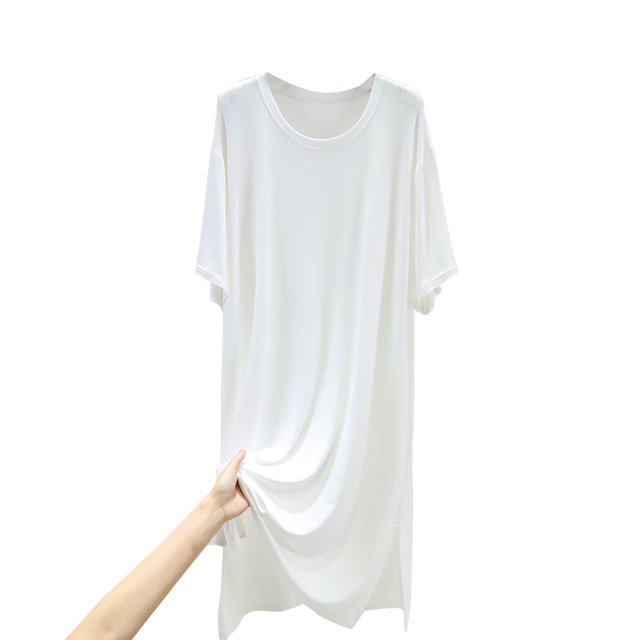 FAIWAD Robe Tunique pour Femme Grande Taille Décontractée à Manches Courtes, Robe T-Shirt Ample avec Fente Latérale, Robes Midi Amples