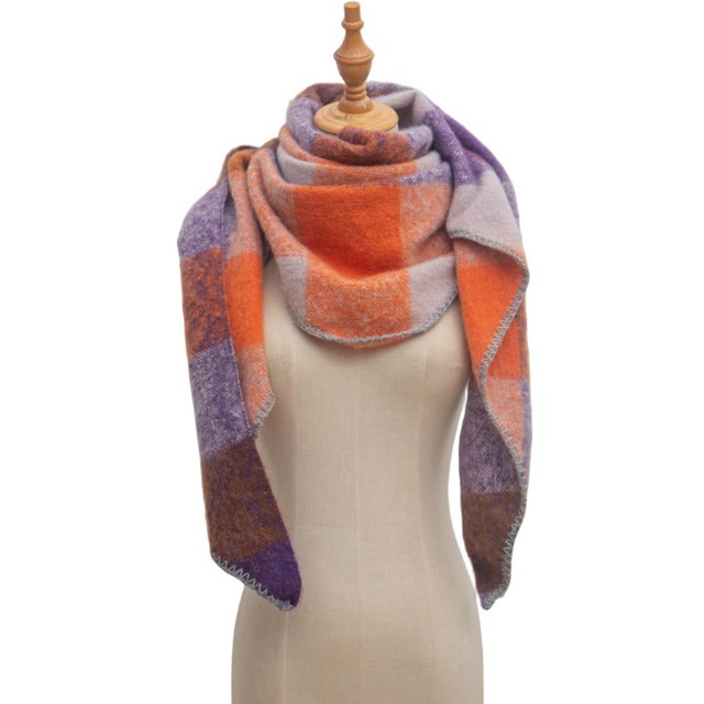 Scarf for Women, Ladies Plaid Scarf European And Winter Circular Yarn Triangular Shawl Scarf