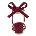 thumbnail image 3 of BLISSFUL STEP Women's Open Toe Ankle Tie Back Block Heels Sandals Burgundy(Size 9), 3 of 7