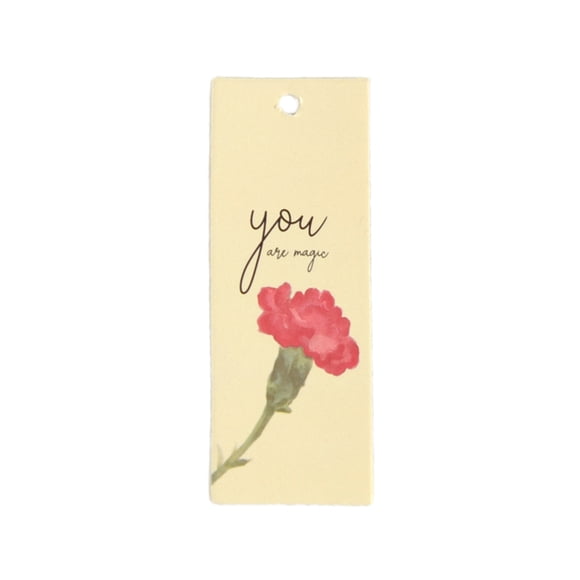 Gift Tags With String 50 Pcs Carnation Design Mom's Day Hanging Tags 3.1 in x 1.1 in Paper Craft Decoration