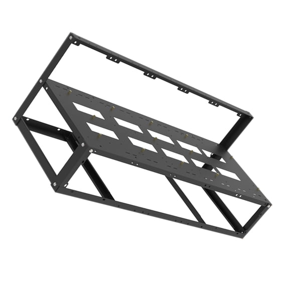 WASHWEPE 1Set Black Steel Mining Rig Frame Open Air Pc Case Double Layer Design for Computer