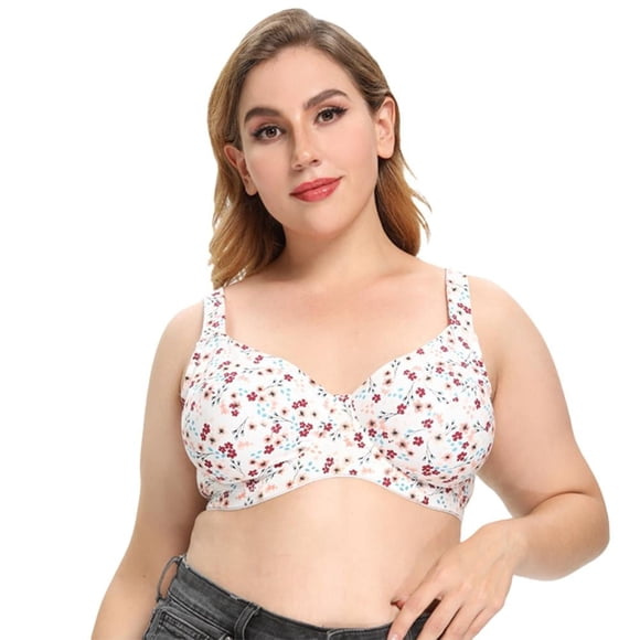 PENGXIANG Women Plus Size Bras Seamless Push Up Bra Floral Print Underwire Underwear Basic Beauty Underwire Bra - 42DD