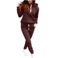 thumbnail image 2 of DPTALR Ensemble Décontracté Pull Uni pour Femmes Col Rond Manches Longues avec Capuche, 2 of 9