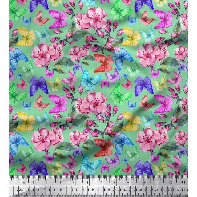 Soimoi Poly Georgette Fabric Biscuit Food Printed Fabric 1 Yard 52 Inch Wide