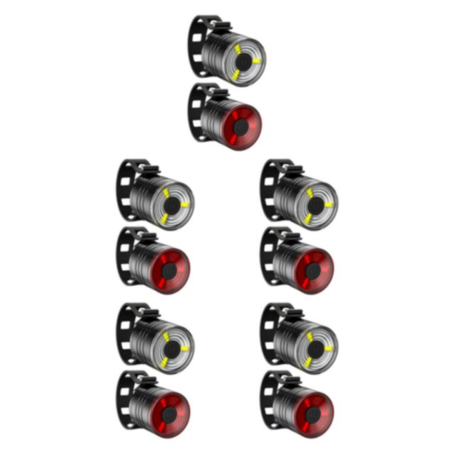ZheElen Bicycle Headlight Bike Head Light Front Lamp Rear Lamps Warning Red White 27.5x26mm 5Set