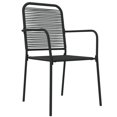 thumbnail image 3 of vidaXL 7 Piece Garden Dining Set Black Cotton Rope and Steel, 3 of 5
