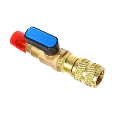 Valve à Bille en Laiton pour Réfrigérant, Valve à Bille Droite, Adaptateur de Valve d'Arrêt, Valve Marche-Arrêt 1/4 Pouces pour Tuyau de Chargement de Réfrigérant A/C, Pratique à Utiliser