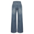 thumbnail image 4 of Meichang Jeans Décontractés Amples Taille Haute à Jambe Grand pour Femme, Bleu Pâle, TTG, 4 of 6