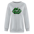 thumbnail image 4 of CEHVOM Womens Solid Shirts Round Neck Long Sleeve Tops Printed Regular Blouse Clearance, 4 of 5