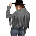 thumbnail image 4 of Kcodviy Femmes Franges Faux Suède Femmes Col Roulé Chandail à Capuchon Vestes Manches Longues Décontracté Vestes en Cuir à Franges Moto Femmes Chandails à Capuchon Décontractés à Fermeture Éclair Coupe-Vent Coupe-Vent Veste à Manches Longues Manteau Court, 4 of 8