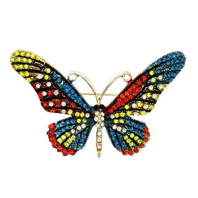 Women Brooch Rhinestone Butterfly Corsage Brooch Clip Brooch for Wedding Banquet