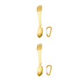 thumbnail image 4 of Maytalsory Stainless Steel Multifunctional Spork Integrated Meal Tableware Kitchen Gadgets for Outdoor Camping Picnic Gold 2Set, 4 of 6