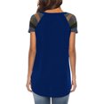 thumbnail image 2 of ziyahi T-Shirt pour Femme à Manches Courtes, Col Rond, Haut à Rayures avec Poche, T-Shirt, Bleu, M, 2 of 5
