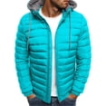 thumbnail image 2 of RKSTN Mens Down Jacket Solid Color Drawsting Hooded Jacket Winter Fashion Cotton Padded Jacket Warm Windproof Lightweight Puffer Jacket, 2 of 3