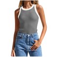 thumbnail image 1 of AherBiu Débardeurs Côtelés pour Femmes Été Décontracté Tricoté Ajusté Col Rond Sans Manches Camisole, 1 of 5