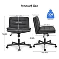 thumbnail image 4 of Wide Comfy PU Leather Desk Chair, Criss Cross Legged Office Chair with Wheels and Padded Seat, Armless Adjustable Swivel Computer Task Chair for Study, Vanity, Makeup, 4 of 8
