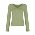 thumbnail image 4 of Qertyioot Mode Femmes Col Coloré Manches Longues Tricot T-Shirt Blouse Slim Tops, 4 of 5