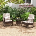 thumbnail image 1 of Costway 3 PCS Rocking Bistro Set with Removable Cushions & Tempered Glass Top Coffee Table Brown, 1 of 10