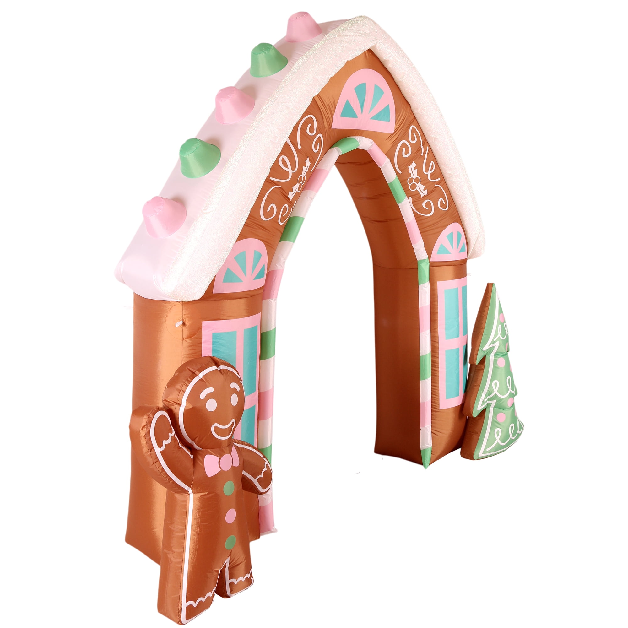 Holiday Time Christmas Decor Lighted Gingerbread Archway 9.5 ft Holiday Decoration
