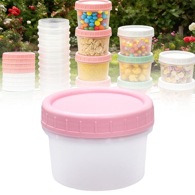 XIPYYKM 1 Pack-4 OZ Freezer Storage Container, Small Plastic Container with Twist Top Lid, Round Food Storage Container, Reusable Soup Container Microwave/Dishwasher Safe