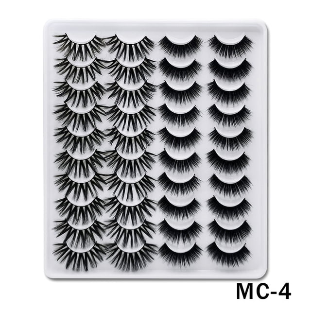 False Eyelashes Faux Mink Lashes 20 Pairs Long Dramatic Fluffy Volume Natural Fake Eyelashes Value Pack MC-4