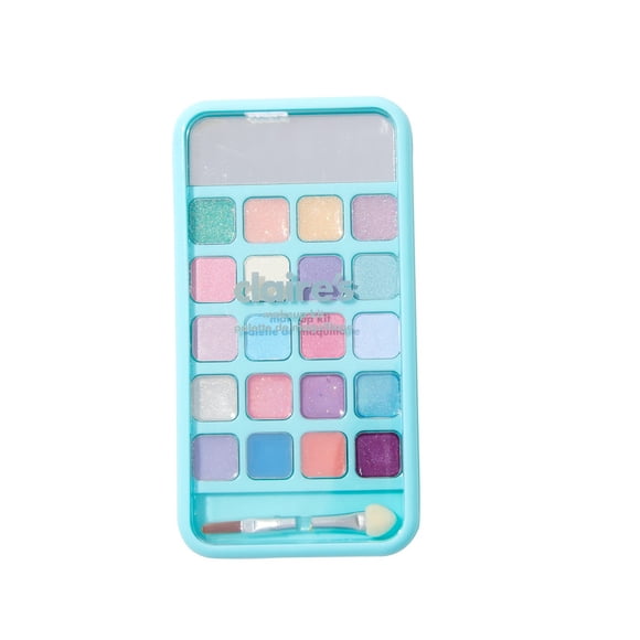 Claire's Palette de Cosmétiques pour Téléphone Intelligent Bleu Unicorns Rainbows and Dolphins, Fards à Paupières et Brillant à Lèvres, Comprend un Pinceau Applicateur et un Miroir