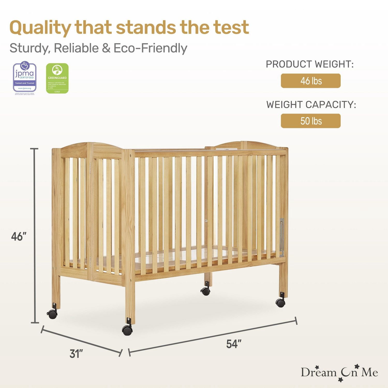 Dream On Me Folding Full-Size Crib