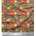thumbnail image 1 of Soimoi Brown Poly Georgette Fabric Dots & Aster Floral Print Fabric by the Yard 52 Inch Wide, 1 of 3
