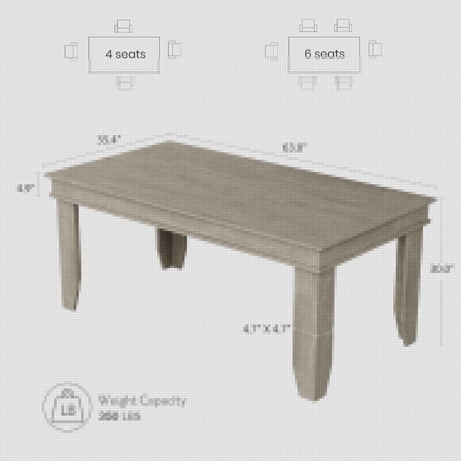 thumbnail image 2 of Grey 63 Inch Rectangular Dining Table for 4-6 People, Sturdy Thick Leg Kitchen Table for Dining Room Home Office, 2 of 8