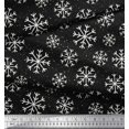 thumbnail image 2 of Soimoi Black Poly Georgette Fabric Snow Flakes Floral Print Sewing Fabric Yard 52 Inch Wide, 2 of 5